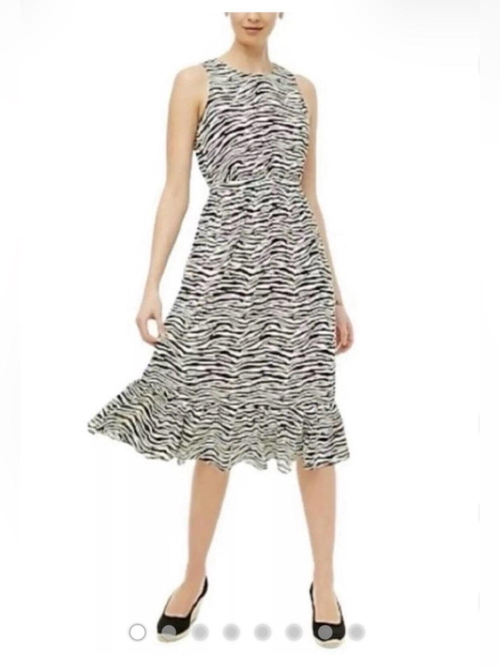 NEW J.Crew Factory Size 2 Black And Cream Zebra-Stripe Sleeveless Midi Dress